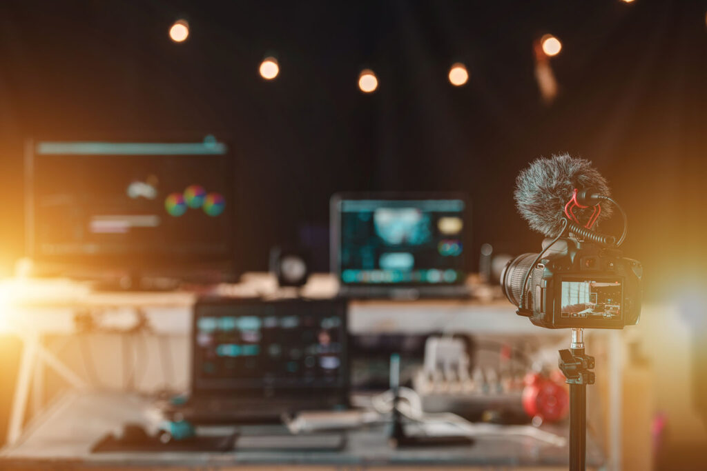 Equipment in the house studio of Vlogger professional content creator